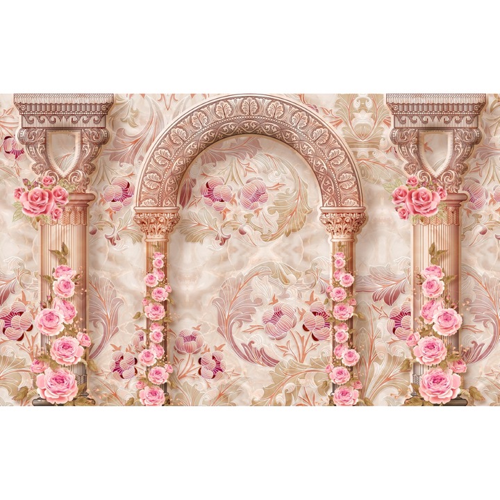 Tablou canvas - Abstract coloane si flori, 50x35 cm