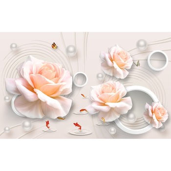 Tablou canvas - Abstract flori roz si pesti, 100x70 cm Tablou canvas - Abstract flori roz si pesti, 100x70 cm