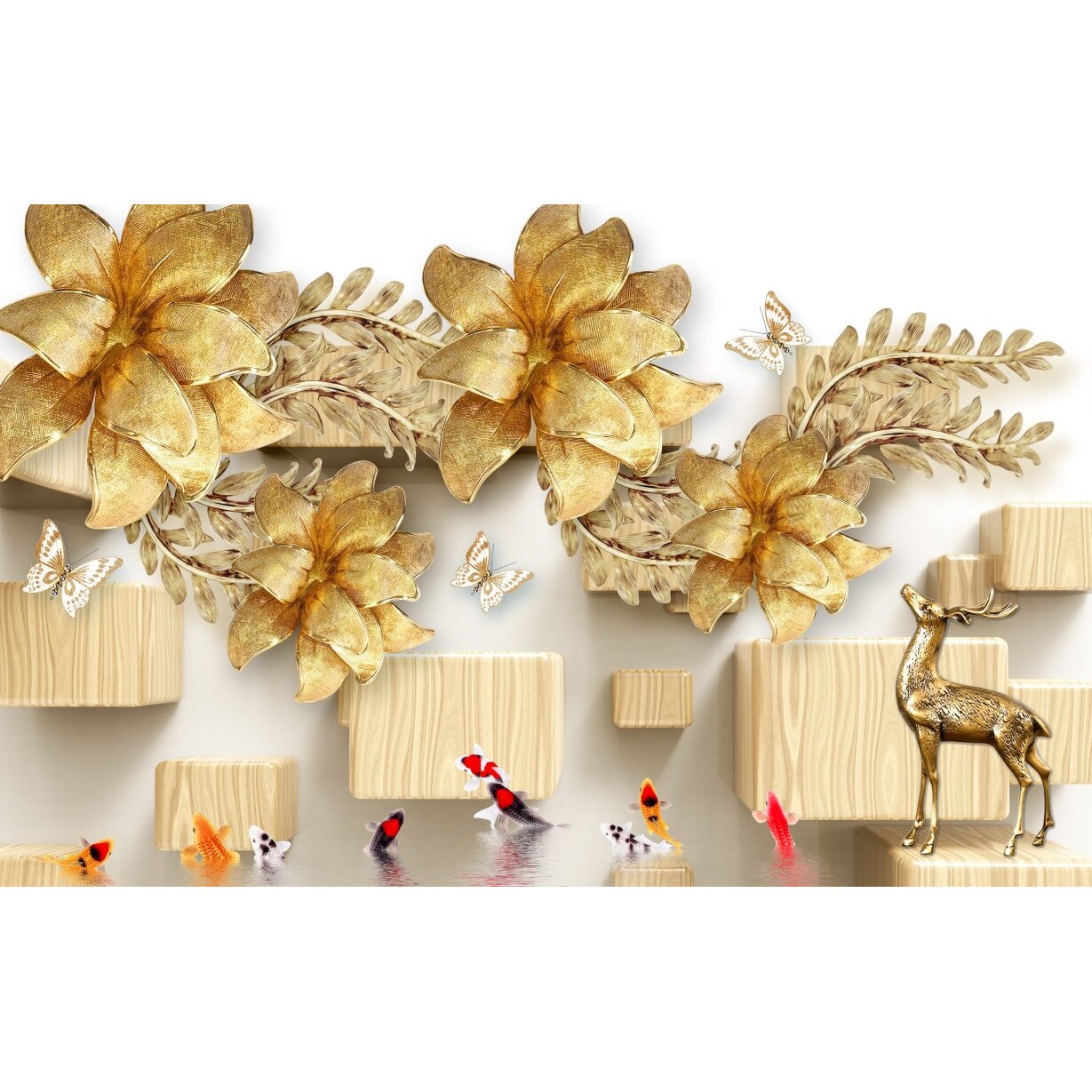 Tablou canvas - Abstract flori si animale, 75x50 cm