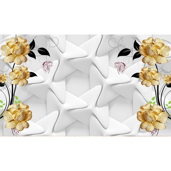 Tablou canvas - Flori aurii abstract, 50x35 cm Tablou canvas - Flori aurii abstract, 50x35 cm