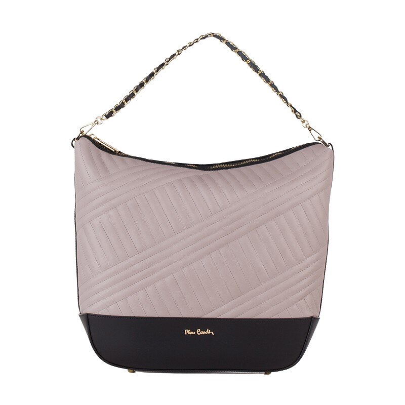 Geanta casual, Pierre Cardin, piele naturala, Roz/Negru