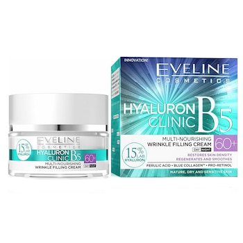 Crema anti-rid de zi si noapte Eveline Cosmetics, Hyaluron Clinic B5, 60+, 50 ml Crema anti-rid de zi si noapte Eveline Cosmetics, Hyaluron Clinic B5, 60+, 50 ml