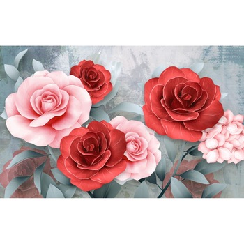 Tablou canvas - Abstract trandafiri rosii si roz, 90x50 cm Tablou canvas - Abstract trandafiri rosii si roz, 90x50 cm
