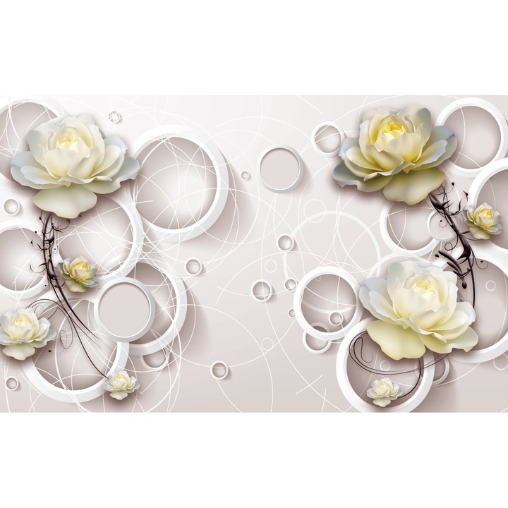 Tablou canvas - Flori albe abstract, 50x35 cm