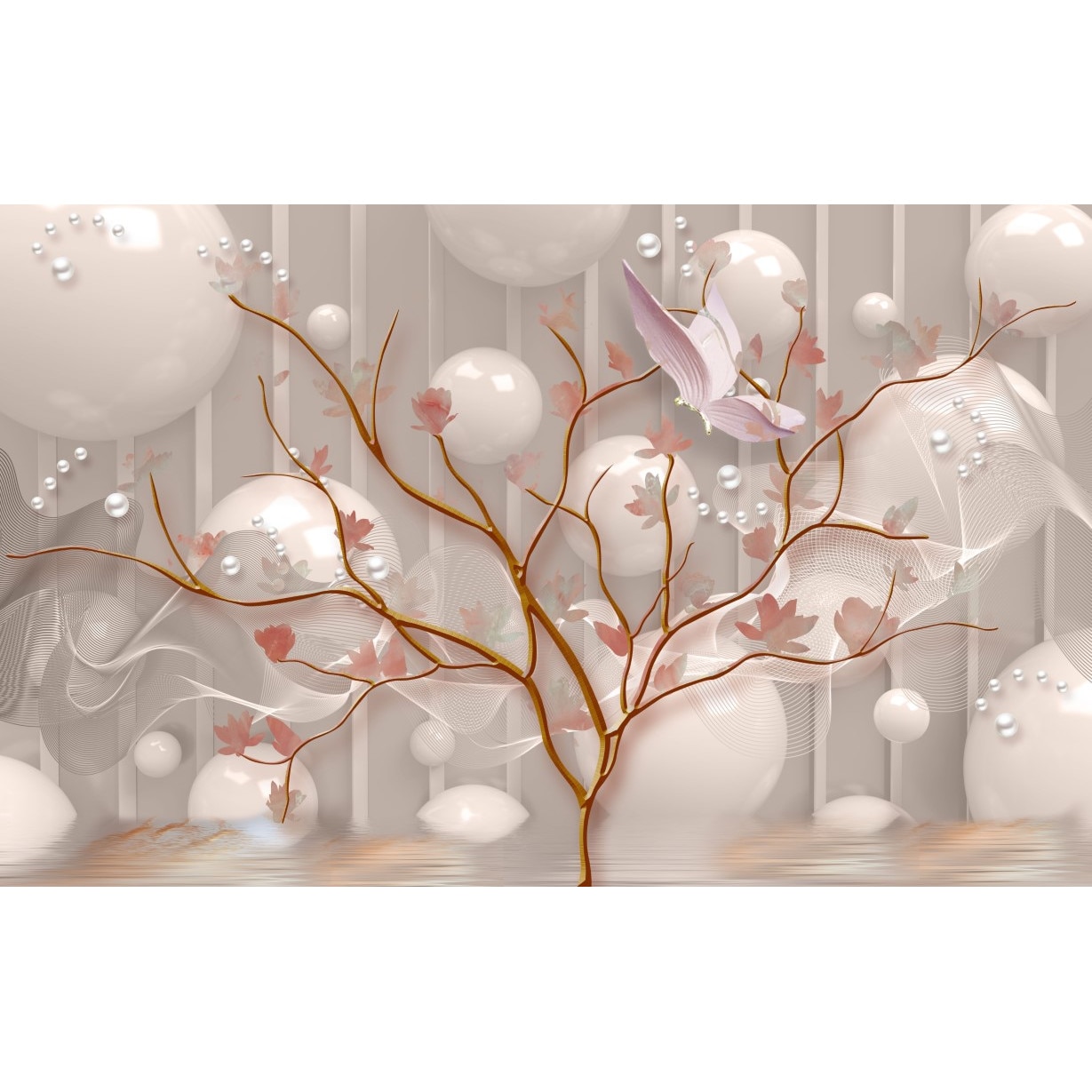 Tablou canvas - Copac auriu cu perle, 50x35 cm