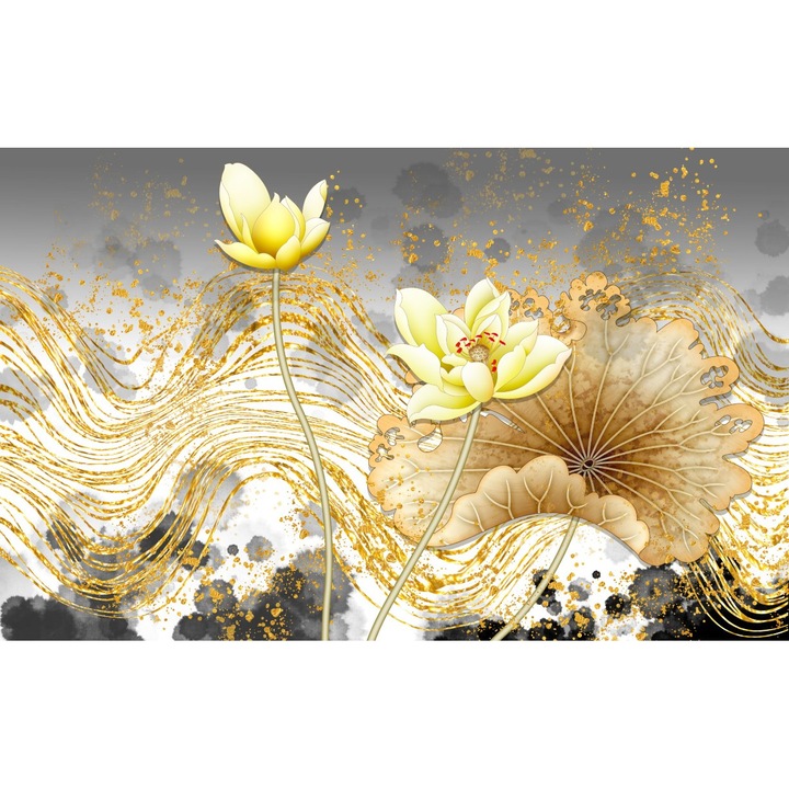 Tablou canvas - Flori galbene si aurii, 50x35 cm