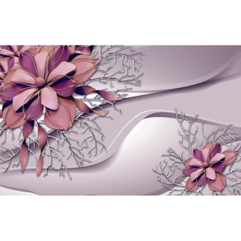 Tablou canvas - Flori mov cu ramuri albe, 75x50 cm Tablou canvas - Flori mov cu ramuri albe, 75x50 cm