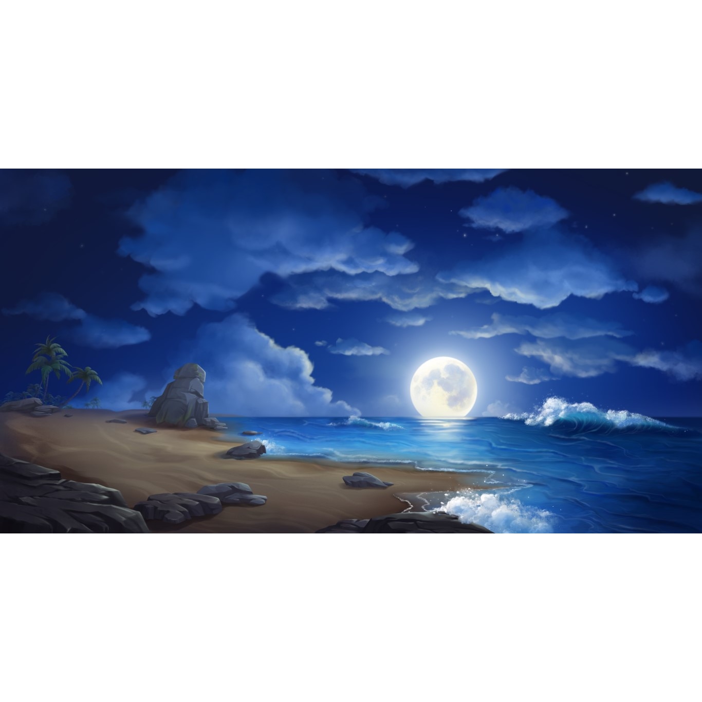 Tablou canvas - Abstract luna si malul marii, 75x50 cm