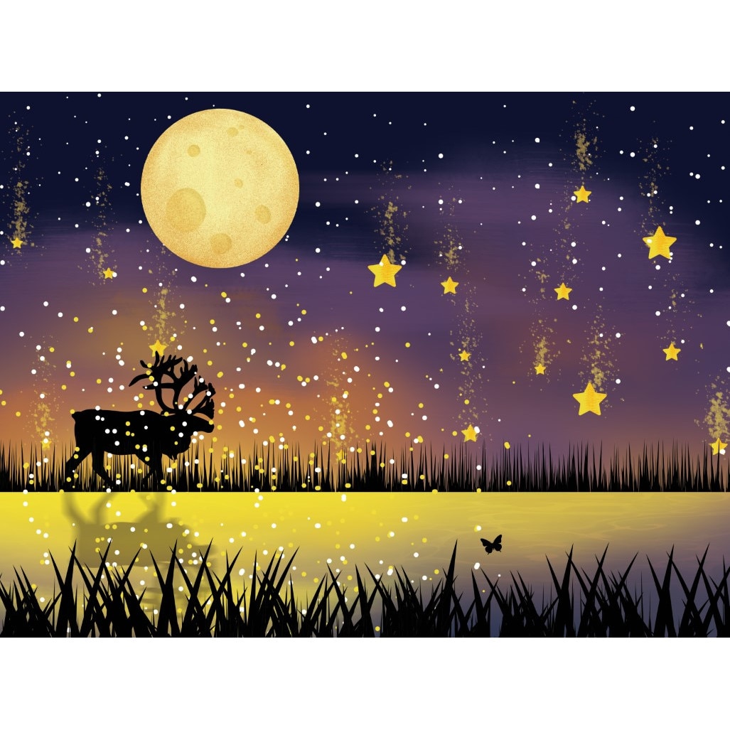 Fototapet autocolant PVC , Abstract luna si stele, 250x400 cm