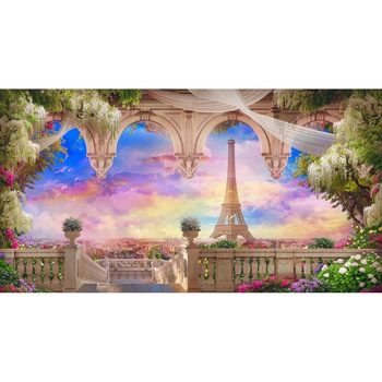 Tablou canvas - Abstract turnul Eiffel din balcon, 100x70 cm Tablou canvas - Abstract turnul Eiffel din balcon, 100x70 cm