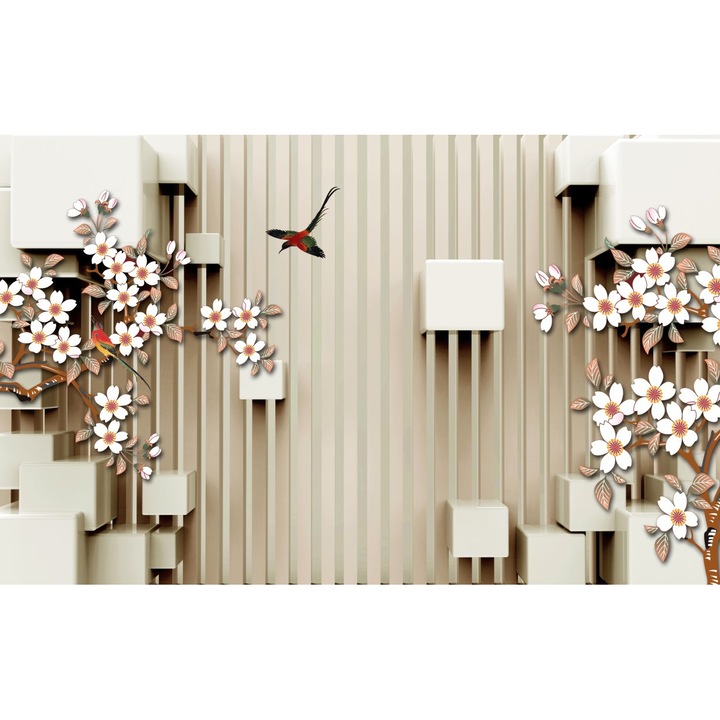 Tablou canvas - Flori albe si ramuri, 50x35 cm