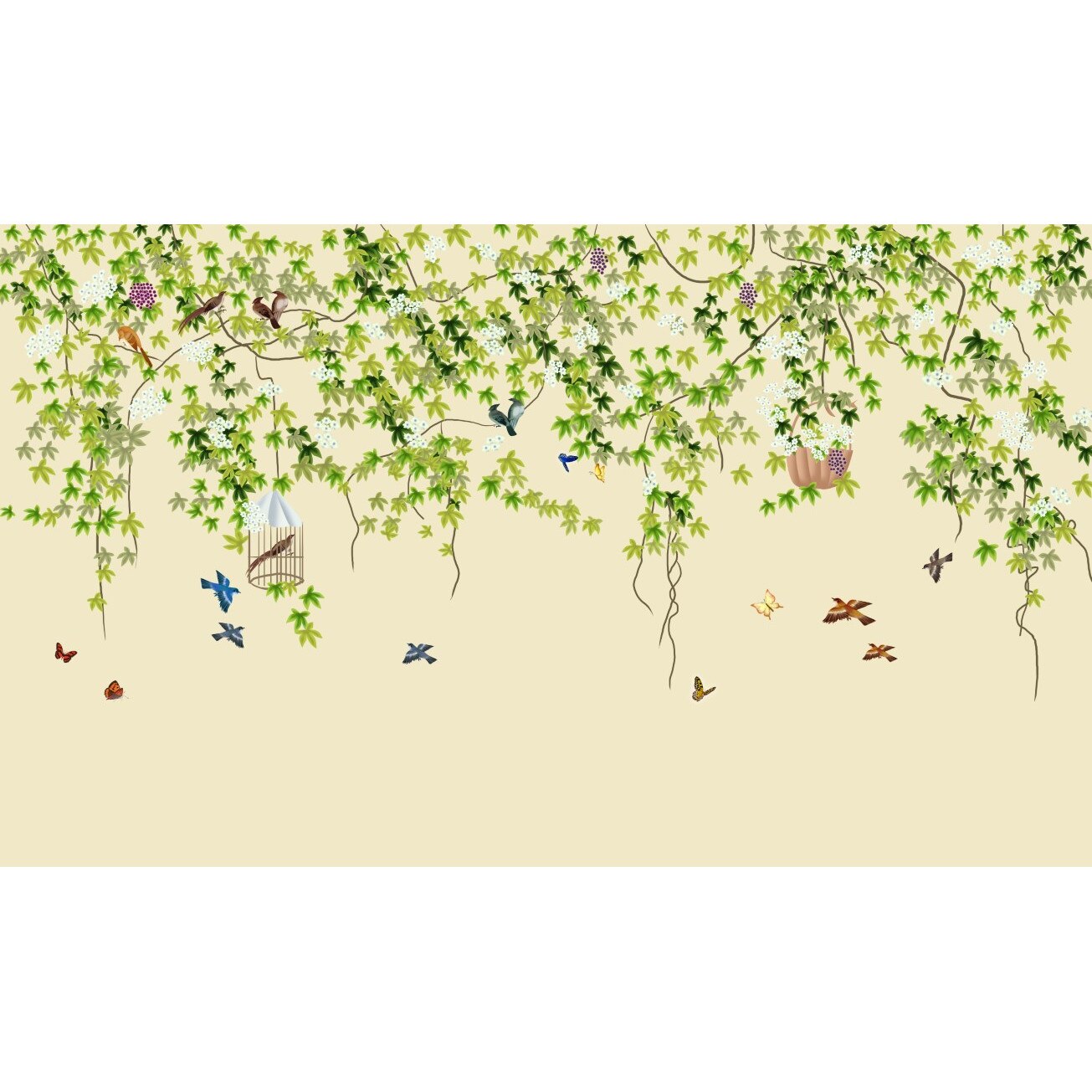 Tablou canvas - Ramuri si pasari, 90x50 cm