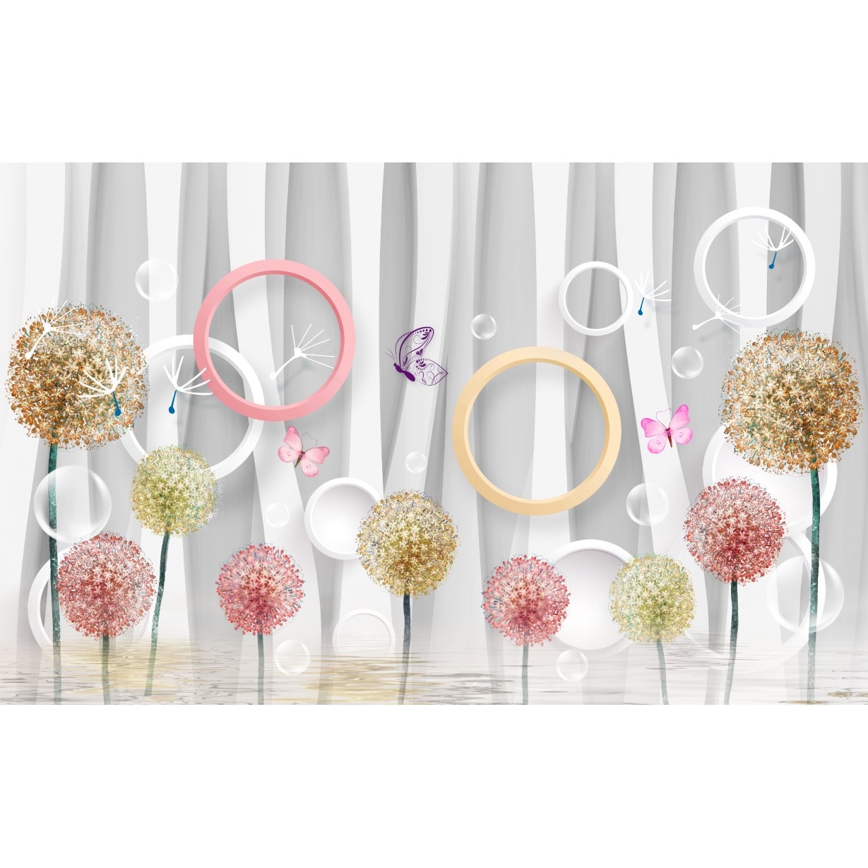 Fototapet autocolant PVC , Fluturi si papadii colorate, 250x400 cm