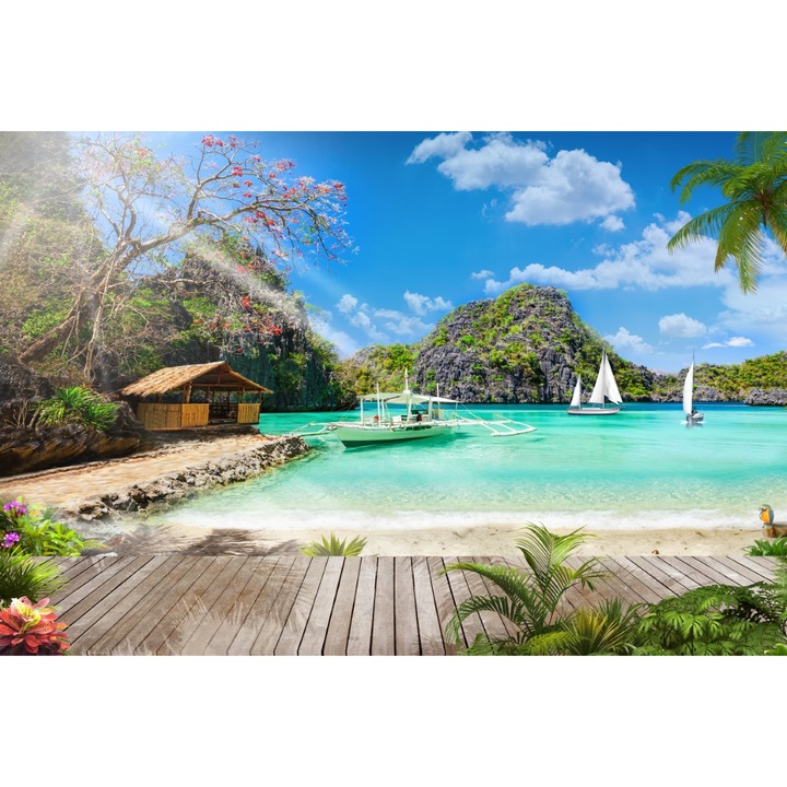 PVC öntapadós tapéta, Ház a tó mellett, 250x400 cm