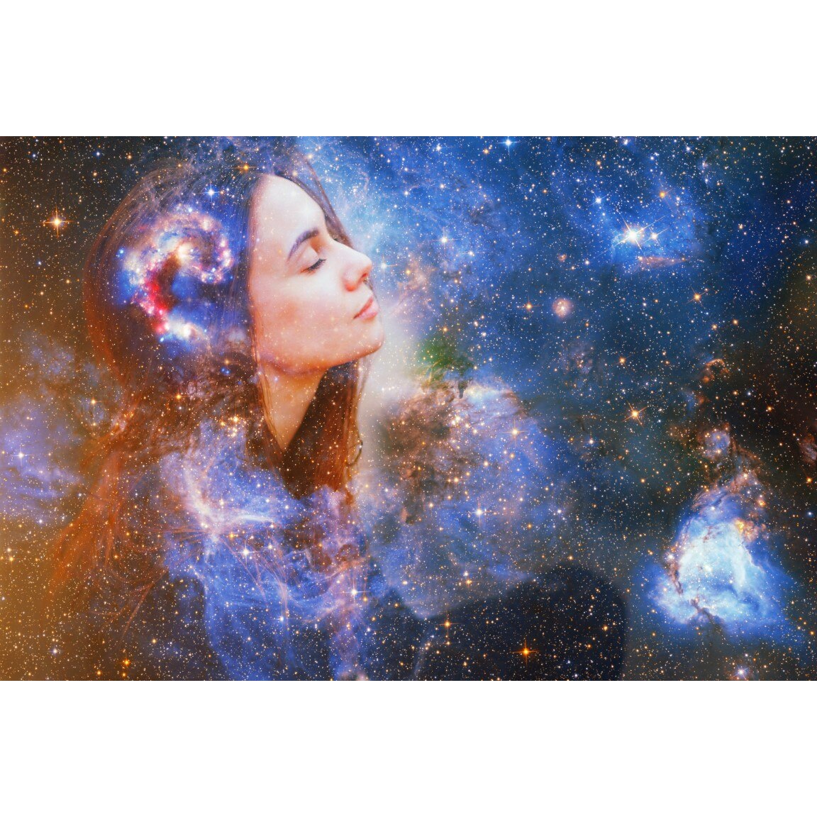 Tablou canvas - Portret femeia si stelele, 75x50 cm