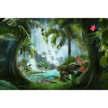 Fototapet autocolant PVC , Leopard in padure, 160x240 cm Fototapet autocolant PVC , Leopard in padure, 160x240 cm