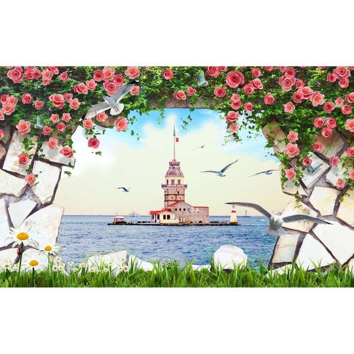 PVC öntapadós tapéta, Sziget a víz közepén, 250x400 cm