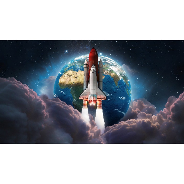 Fototapet autocolant PVC , Pamantul si racheta, 120x180 cm