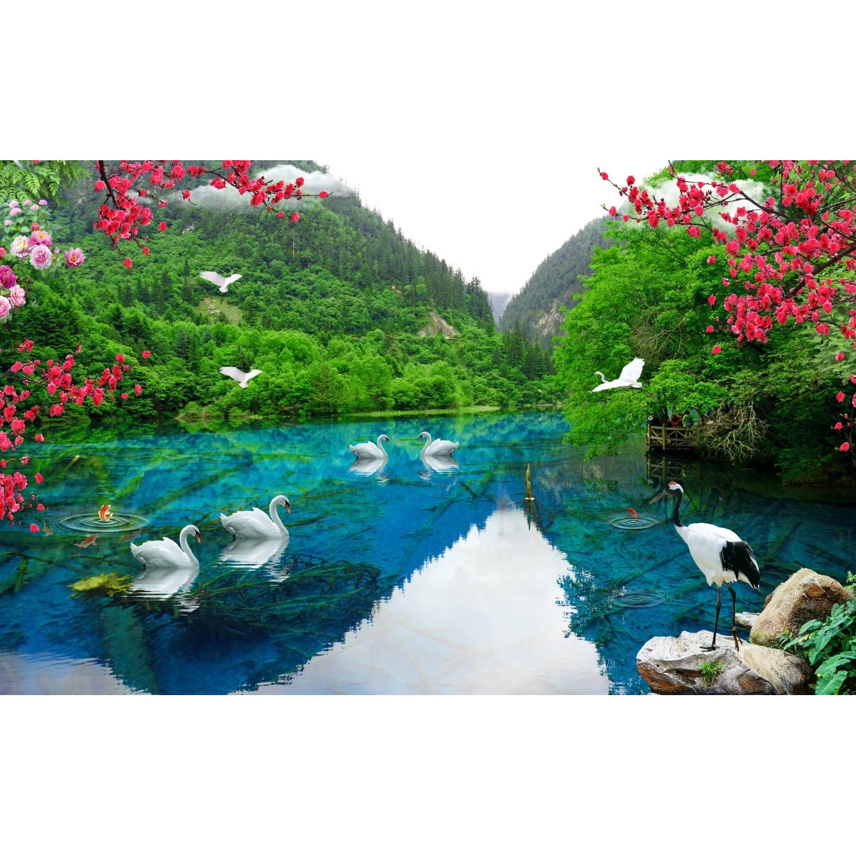 Tablou canvas - Lacul de la poalele muntilor, 75x50 cm