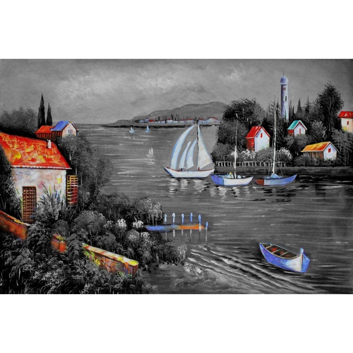 PVC öntapadós tapéta, Csónakok festése a tavon, 250x400 cm