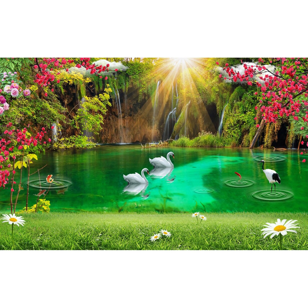 Fototapet autocolant PVC , Lacul din padure, 250x400 cm