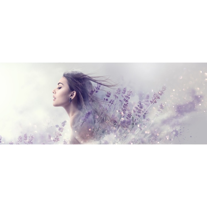 Tablou canvas - Portret femeie si lavanda, 75x50 cm