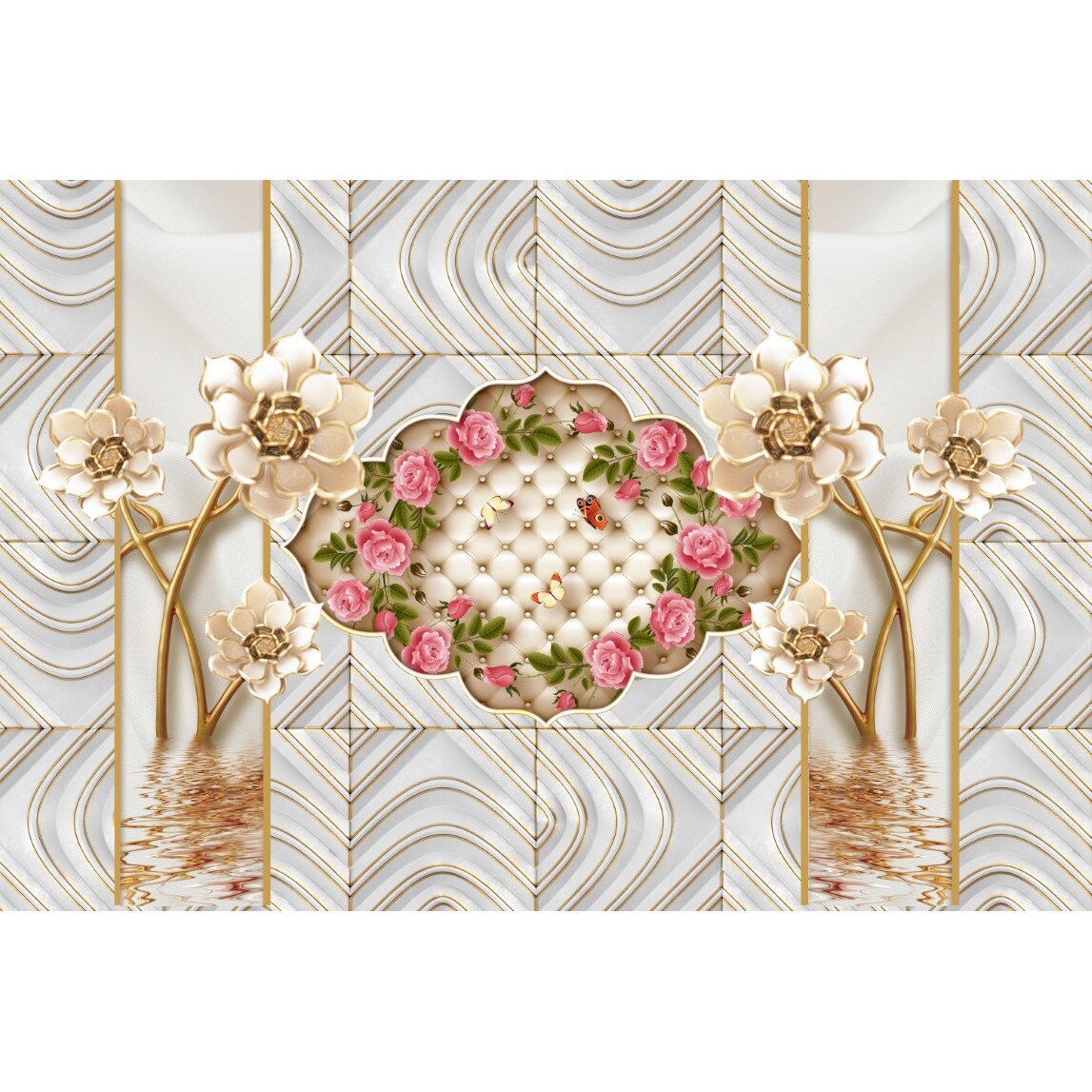 Tablou canvas - Flori multicolore reflexie, 100x70 cm