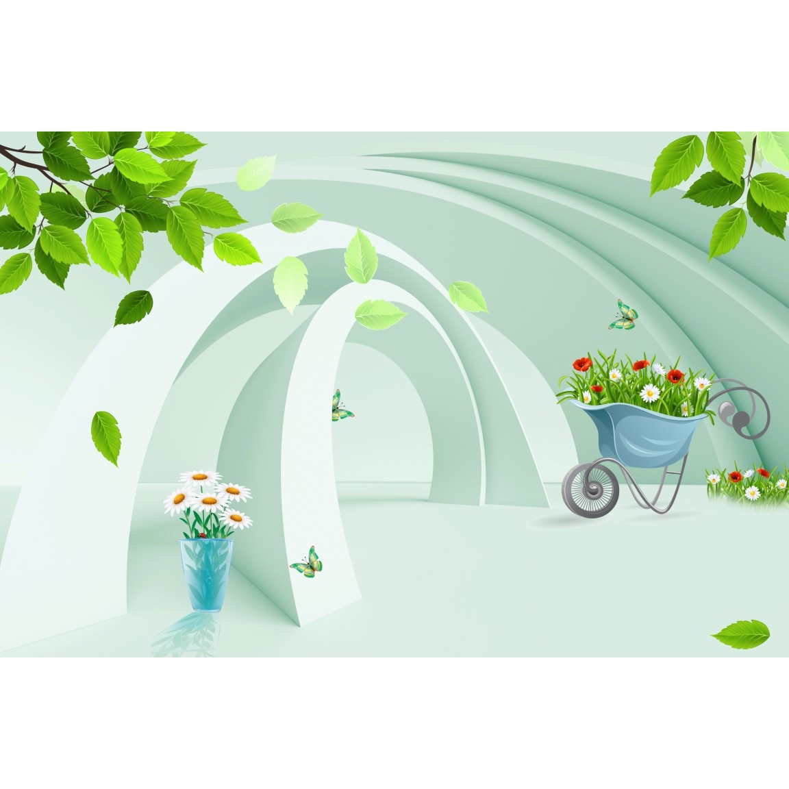 Fototapet autocolant PVC , Roaba si flori, 250x400 cm