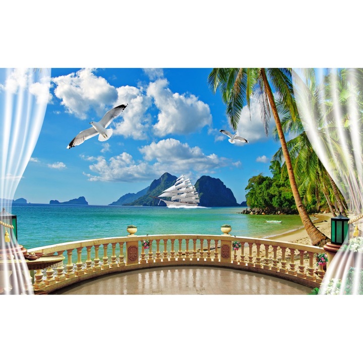 PERSONA PVC Öntapadós fotótapéta, Tenger és hajó, 250x400 cm