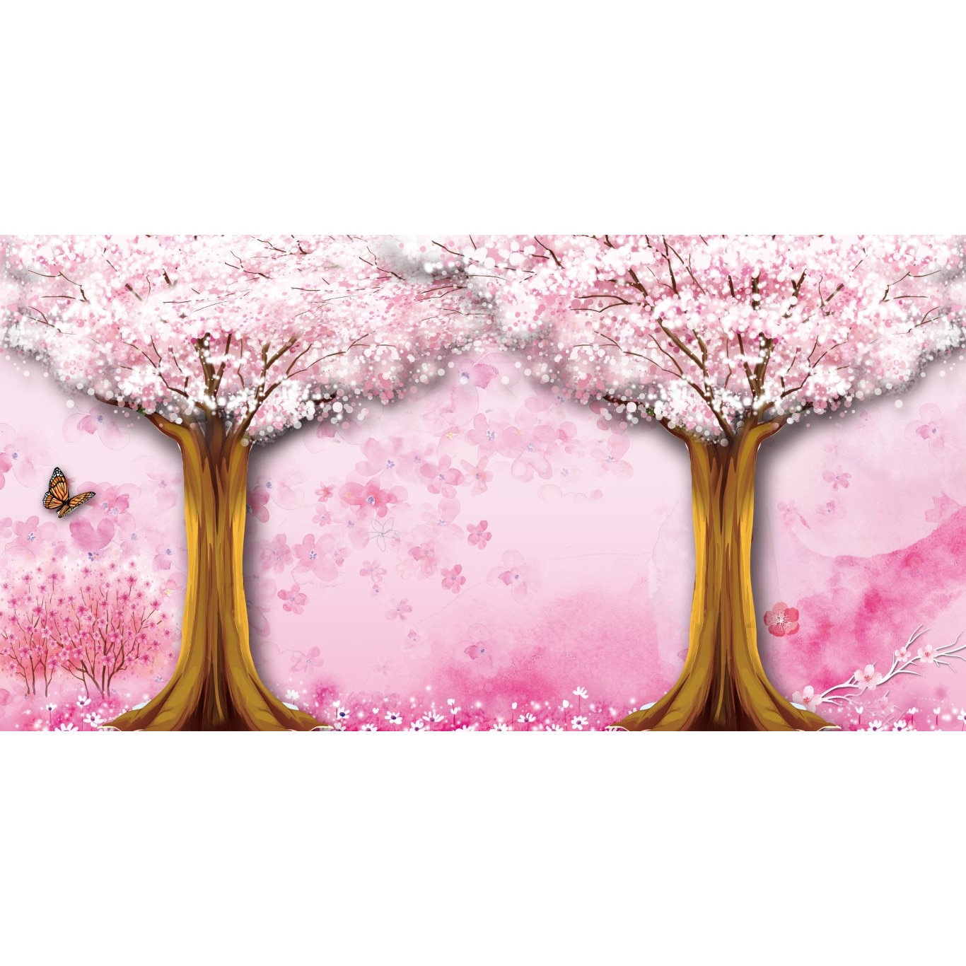 Fototapet autocolant PVC , Pomi si fluture abstract, 250x400 cm