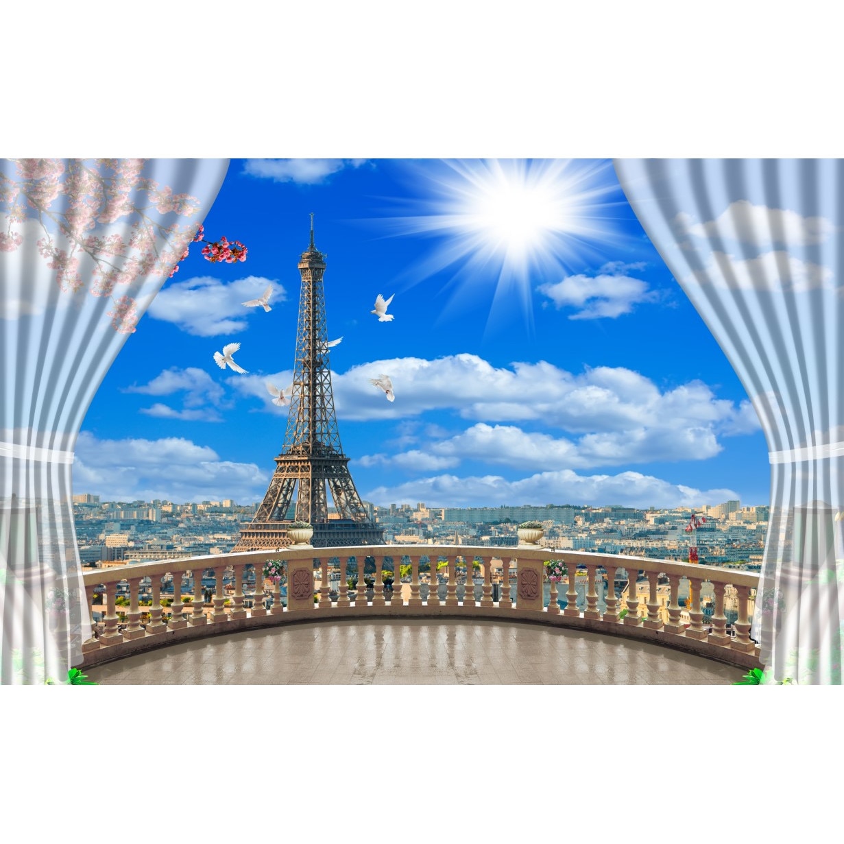 Fototapet autocolant PVC , Abstract turnul eiffel, 250x400 cm