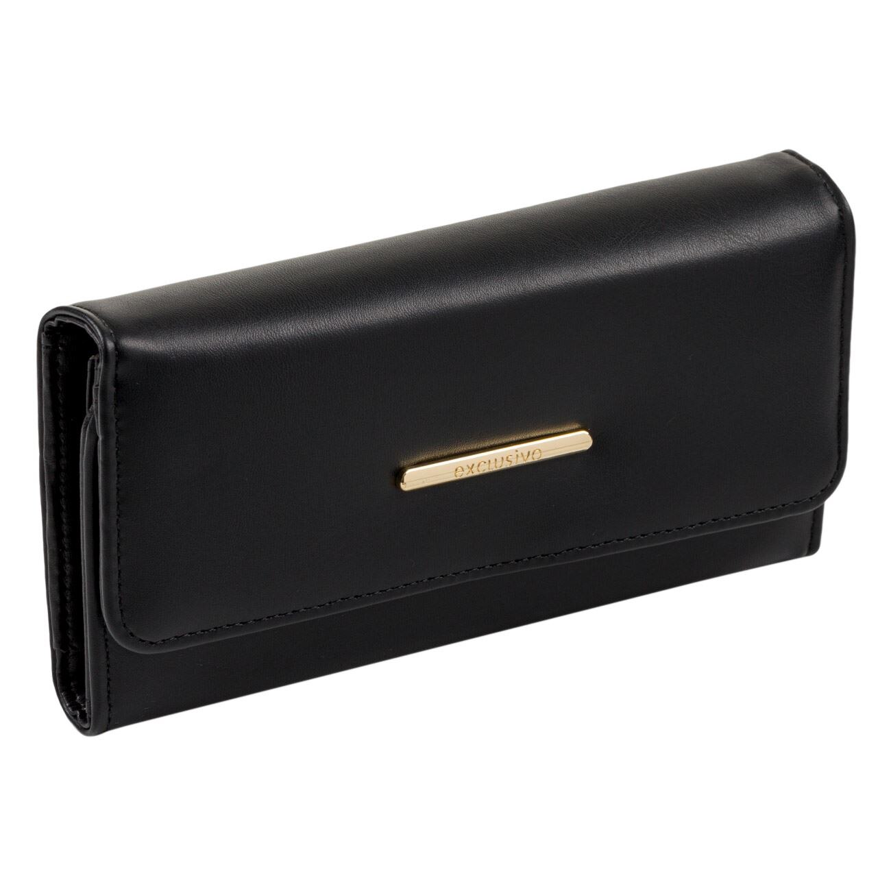 Portofel dama, Zola, negru, prindere capsa cu fermoar interior, 19x3,5x10 cm