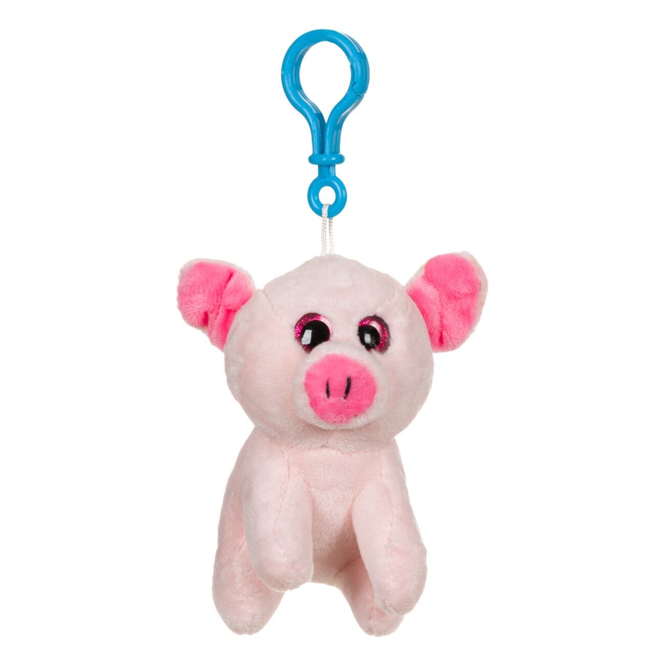 Breloc pentru chei, Zola, pig pink, ochi glitter, 10cm