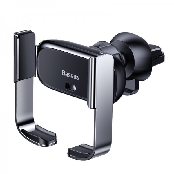 Suport de telefon Mini, Baseus, Fixare in grila, Ventilatie, Negru