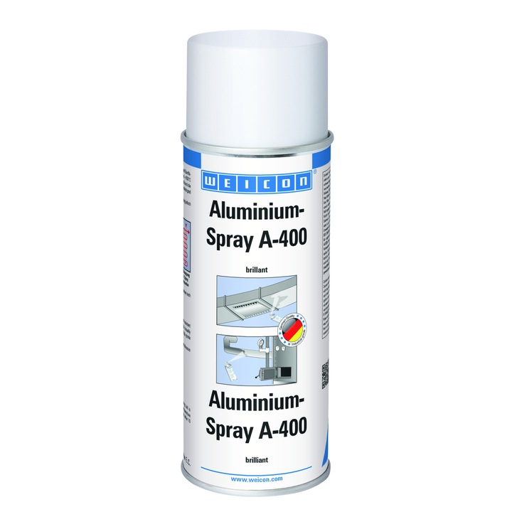 Spray aluminiu stralucitor rezistent la temperaturi inalte, cu continut de pigmenti metalici Weicon, 400 ml