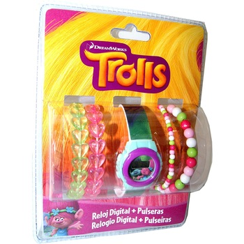 Set Ceas digital Trolls cu bratari colorate Set Ceas digital Trolls cu bratari colorate