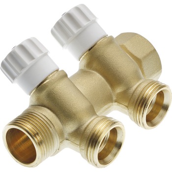 Distribuitor TECEflex din alama cu robineti, 2 cai x 16mm x 3/4 Distribuitor TECEflex din alama cu robineti, 2 cai x 16mm x 3/4