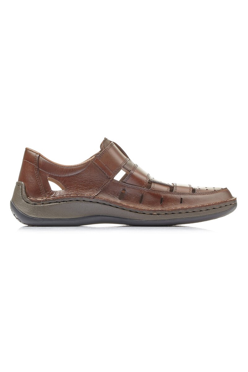 Pantofi Barbati, Rieker, piele naturala, model perforat, Maro