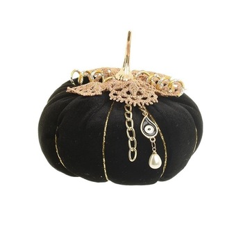 Decoratiune masa Pumpkin Velvet Black Gold 12 cm x 9 cm Decoratiune masa Pumpkin Velvet Black Gold 12 cm x 9 cm