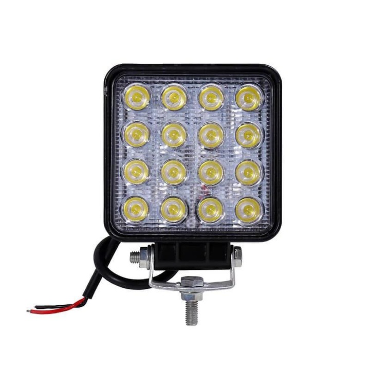 Set 2 Proiectore LED Auto Flexzon, Offroad, 48W, 12V-24V Patrat, Spot Beam 30°