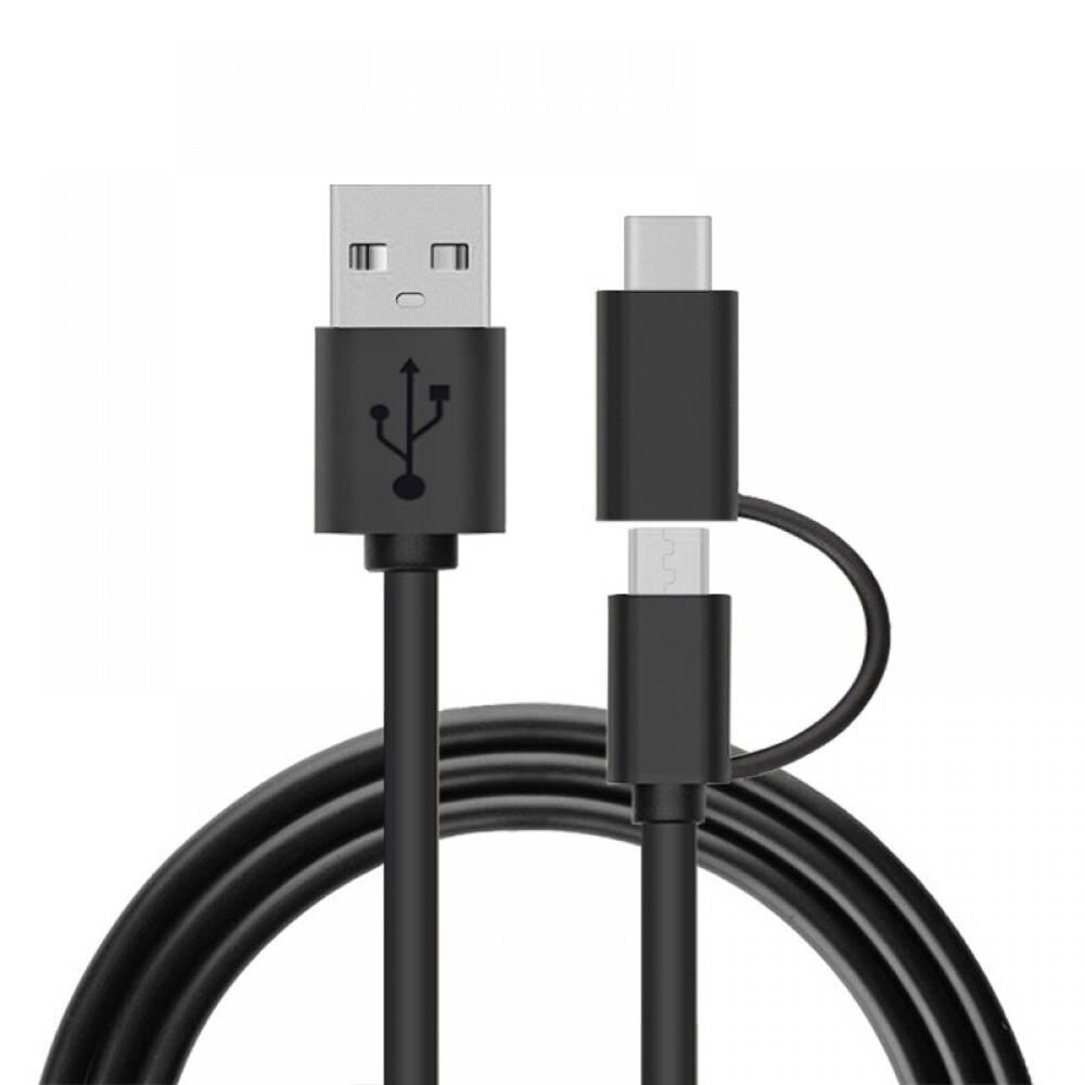 Cablu De Date 2-in-1, Micro USB si Type C, 1m, Negru