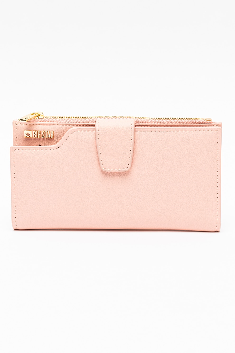 Big Star, Portofel de piele ecologica cu logo discret, Roz