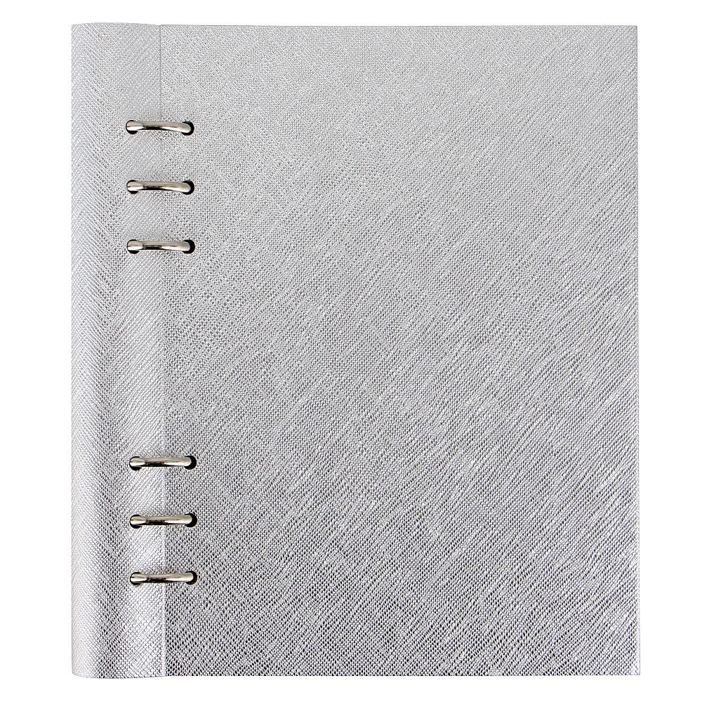 Agenda A5 nedatata cu spirala si rezerve FILOFAX Notebook Saffiano Metallic, Silver