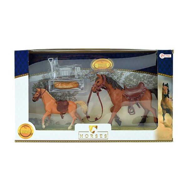 Set 2 figurine Toi-Toys - Caluti cu accesorii, maro