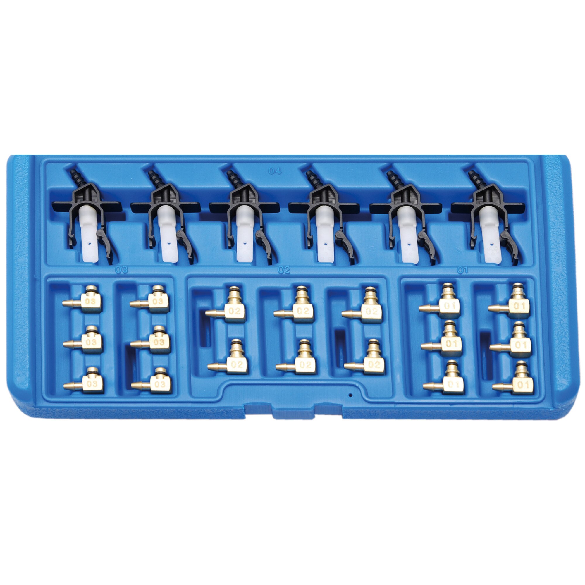 Trusa de adaptoare pentru tester de verificare retur injectoare (BGS 8101), Siemens, Bosch, Denso, BGS 8103