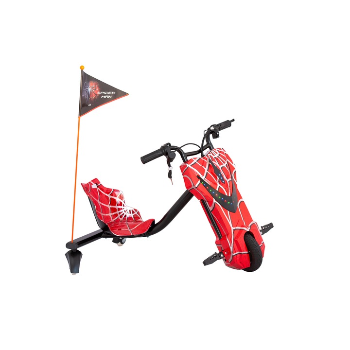 Tricicleta electrica Drift 360, motor 250W, 15KM/H, 4400mA, culoare rosu, Shop Like A Pro®