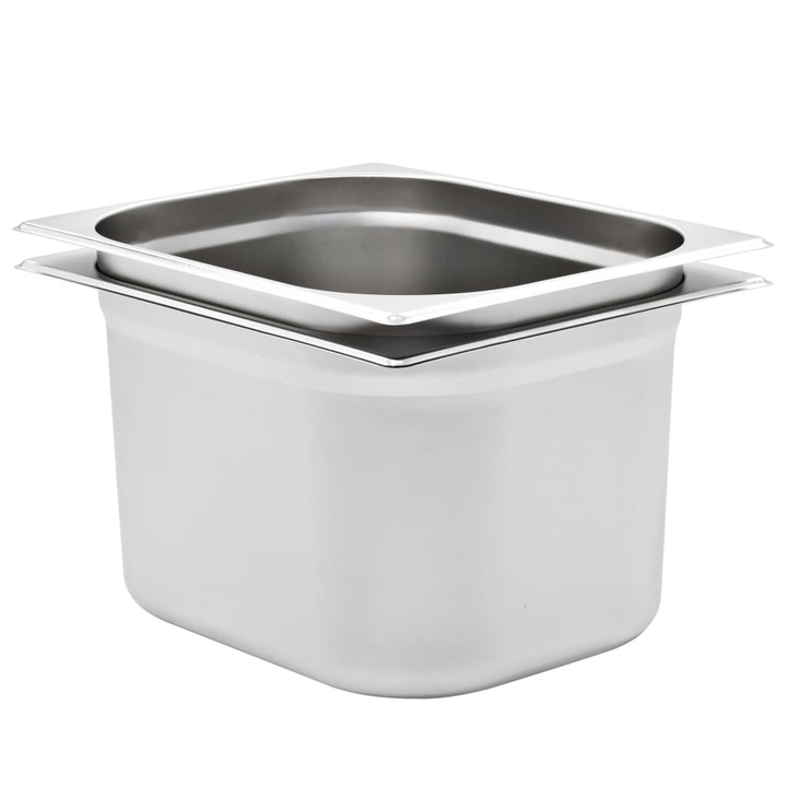 Комплект съдове Gastronorm vidaXL, 2 бр. GN 1/2 200 мм, неръждаема стомана