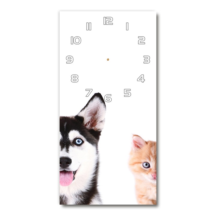 Falióra, Tulup, kutya és macska, 30x60 cm, fehér