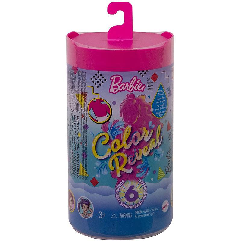 Papusa Barbie Chelsea colour reveal, Glitter edition papusa surpriza cu accesorii, haine si incaltaminte, 15 cm