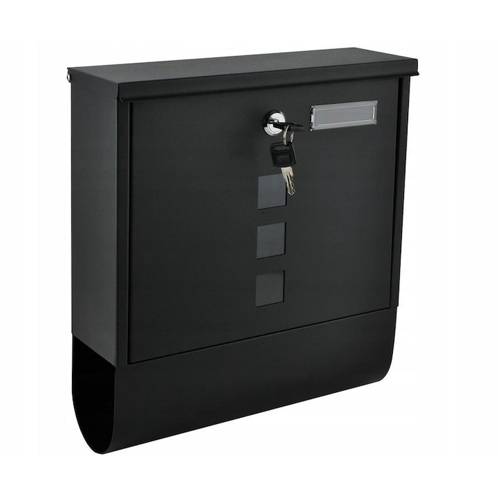 Пощенска кутия Malatec, С 2 ключа, Метал, Черен, 30,7x34x10 см